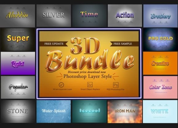 3D Bundle Photoshop Layer Style for Effortless Design