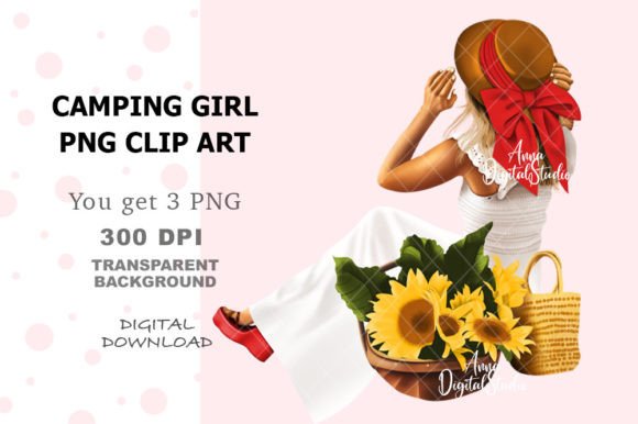 Camping Girl Illustrations PNG Clip Art