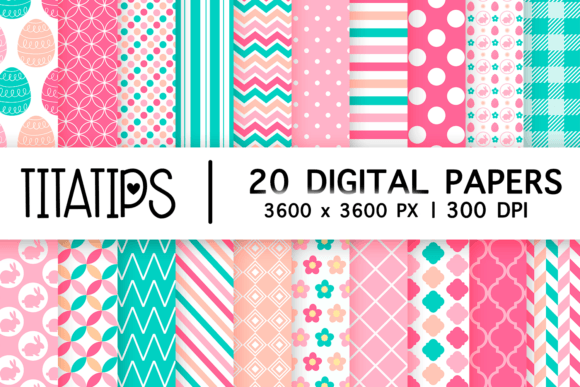 Easter Bunny Eggs and Spring Flowers Papers: A Digital Resource for Creatives