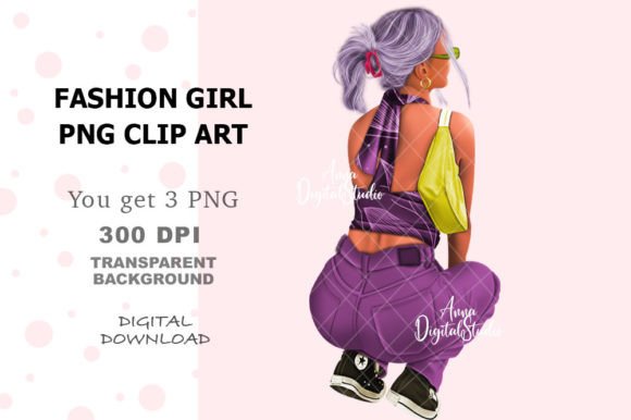 Fashion Girl Digital Clip Art for Modern Branding
