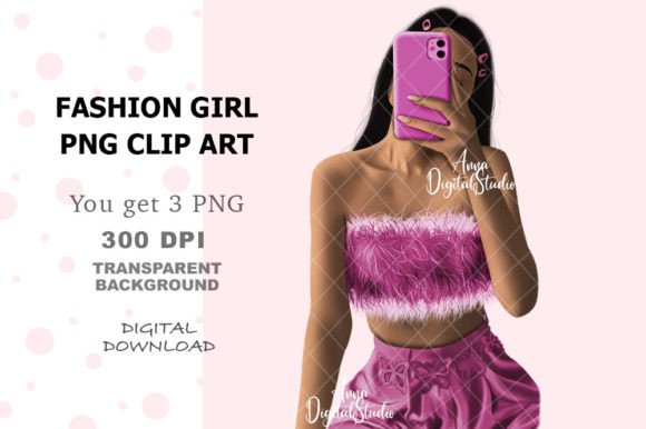 Fashion Girl PNG Clip Art for Creative Projects