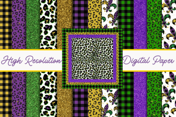 LEOPARD BUFFALO PLAID MARDI GRAS PAPER