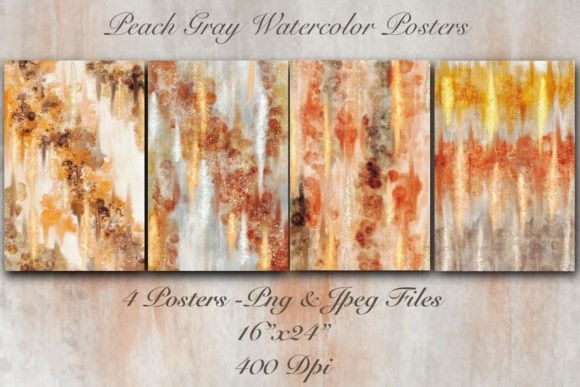 Peach Gray Watercolor Posters