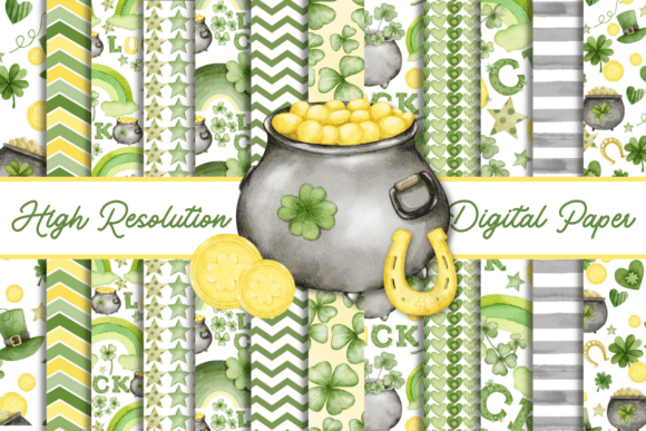 St. Patrick's Day Watercolor Digital Paper