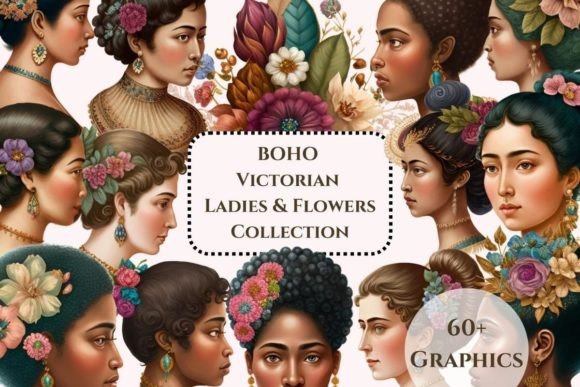 Victorian Ladies and Flower - Earth Tone: Elevating Your Creative Projects with Timeless Elegance